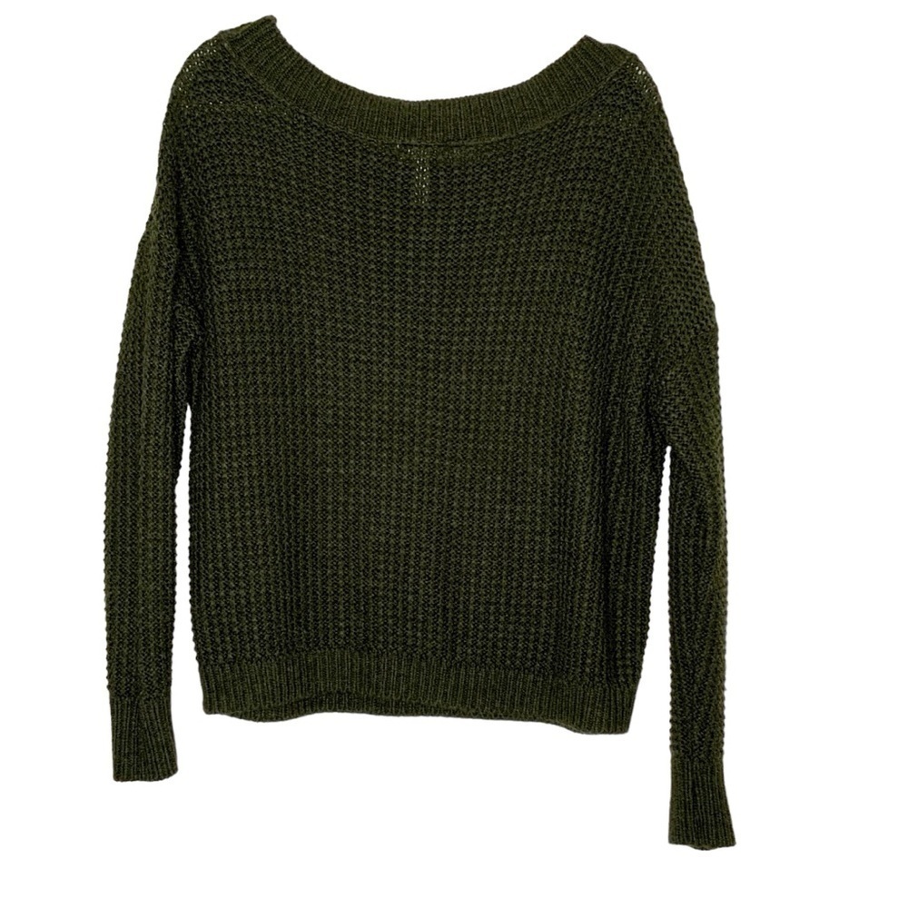 Leith dark green sweater with wide neckline. Size S - Picture 3 of 7